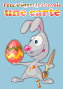 Lapin peintre avec un &oelig;uf color&eacute; pour P&acirc;ques